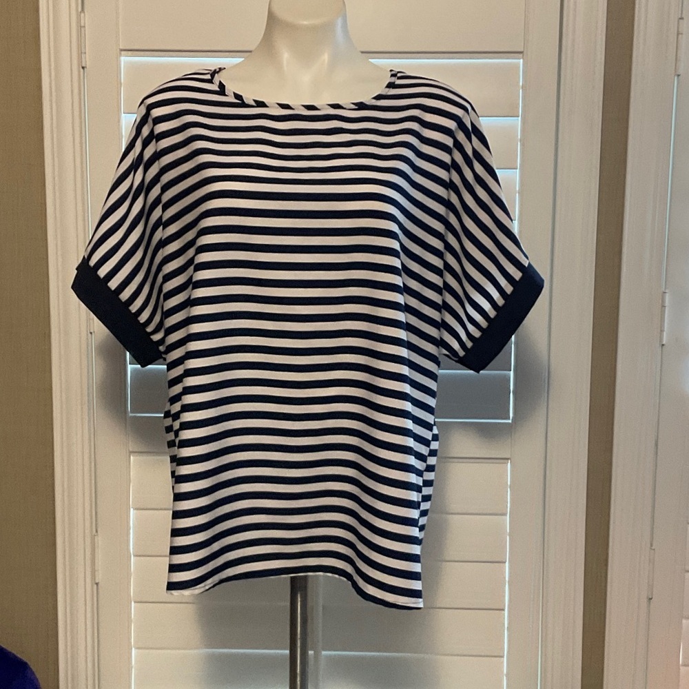 SHEIN Black and White Striped Women's Top